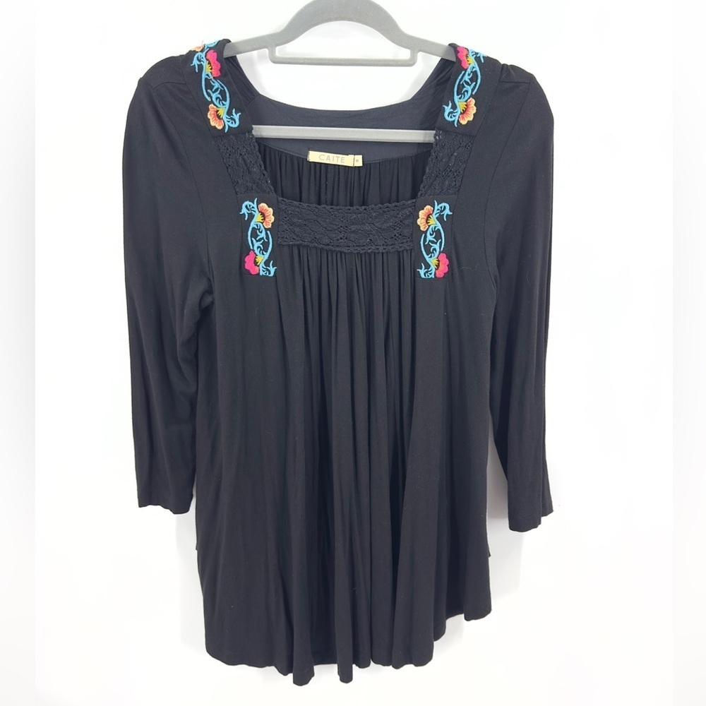 Anthropologie Caite Top Womens Small Floral Embroidered Boho Festival Whimsigoth